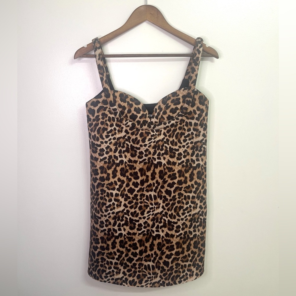 NWT Anthropologie Woman’s Cheetah Dhruv Kapoor Sleeveless Sweetheart Mini Dress